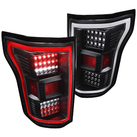 Spec-D Tuning Ford F150 Led Tail Lights All Black Housing With Clear Lens 15-17 LT-F15015JMLED-V2-TM